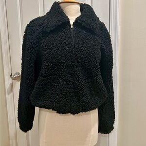 J. Crew Black Teddy Sherpa Pull-Over